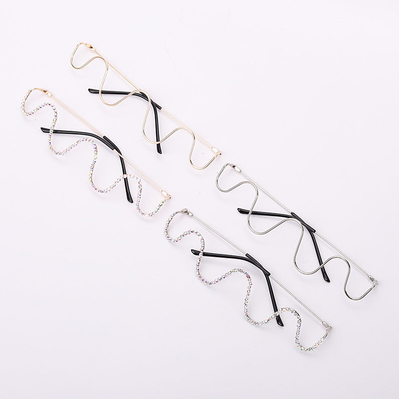 Handmade diamond half-rim glasses